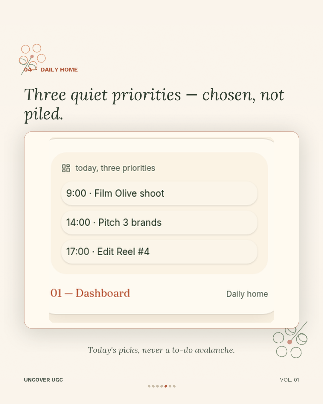 Dashboard — income, deadlines, scripts, portfolio, all wandered through.
